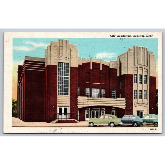 Postcard Nebraska Superior City Auditorium Maverick Concert Posted Linen 1955 - Picture 1 of 2